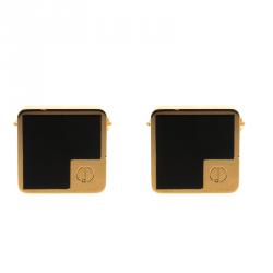 Dunhill Black Lacquer Gold Plated Cufflinks