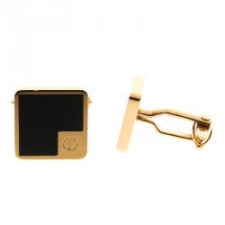Dunhill Black Lacquer Gold Plated Cufflinks