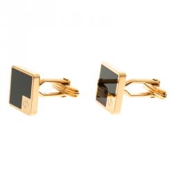 Dunhill Black Lacquer Gold Plated Cufflinks