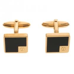 Dunhill Black Lacquer Gold Plated Cufflinks