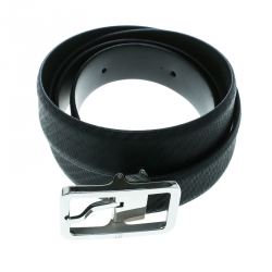 Alfred Dunhill Black Chassis Leather Belt Size 107 CM