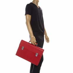 Porsche Red Leather French Classic Briefcase