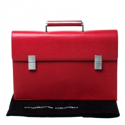 Porsche Red Leather French Classic Briefcase