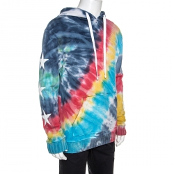 Amiri Multicolor Tie Dye Knit Star Patched Hooded Sweatshirt L