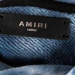 Amiri Multicolor Tie Dye Knit Star Patched Hooded Sweatshirt L