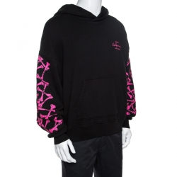 Amiri Black Embossed Bone Print Knit Hooded Sweatshirt XS