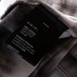 Pre Owned Amiri Grey Logo Printed Tie Dye Cotton Crew Neck T-Shirt M