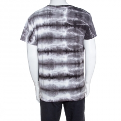 Pre Owned Amiri Grey Logo Printed Tie Dye Cotton Crew Neck T-Shirt M
