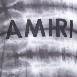 Pre Owned Amiri Grey Logo Printed Tie Dye Cotton Crew Neck T-Shirt M