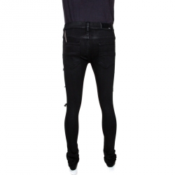 Amiri Black Distressed Denim Crystal Patch Jeans M