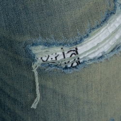 Pre Owned Amiri Dirty Indigo Distressed Denim Bandana Patch Jeans L