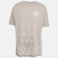 Amiri Grey Bandana Bleach Print Cotton Jersey T-Shirt XXL