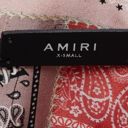 Pre Owned Amiri Pink Bandana Reconstructed Silk Short Sleeve Shirt XS