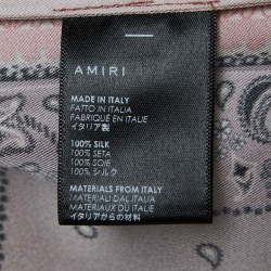 Pre Owned Amiri Pink Bandana Reconstructed Silk Short Sleeve Shirt XS