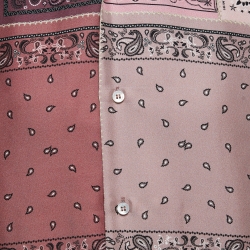 Pre Owned Amiri Pink Bandana Reconstructed Silk Short Sleeve Shirt XS