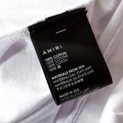 Pre Owned Amiri White Cracked Logo Printed Cotton Crew Neck T-Shirt M