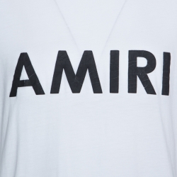 Pre Owned Amiri White Cracked Logo Printed Cotton Crew Neck T-Shirt M