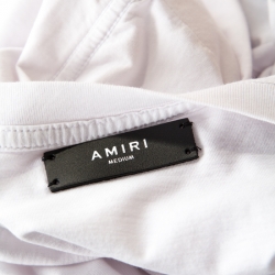 Pre Owned Amiri White Cracked Logo Printed Cotton Crew Neck T-Shirt M