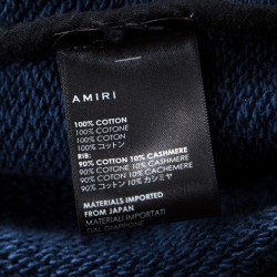 Amiri Blue Bleached Effect Knit Distressed Zip Front Shotgun Hoodie L