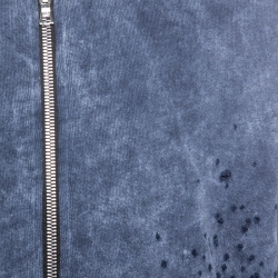 Amiri Blue Bleached Effect Knit Distressed Zip Front Shotgun Hoodie L