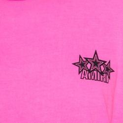Amiri Neon Pink Five Star Printed Cotton Crew Neck T-Shirt M
