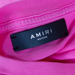 Amiri Neon Pink Five Star Printed Cotton Crew Neck T-Shirt M