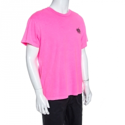 Amiri Neon Pink Five Star Printed Cotton Crew Neck T-Shirt M