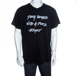 Amiri Black Slogan Printed Cotton Crew Neck T-Shirt M