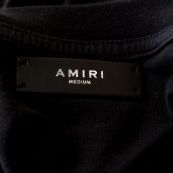 Amiri Black Slogan Printed Cotton Crew Neck T-Shirt M