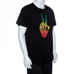 Pre Owned Amiri Black Bones Peace Printed Cotton Crew Neck T-Shirt M