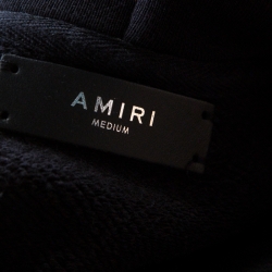 Pre Owned Amiri Black Knit Leather Trimmed Varsity Hooded Sweatshirt M