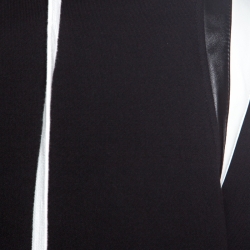 Pre Owned Amiri Black Knit Leather Trimmed Varsity Hooded Sweatshirt M