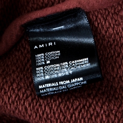 Amiri Burnt Orange Bleached Effect Knit Distressed Shotgun Hoodie L