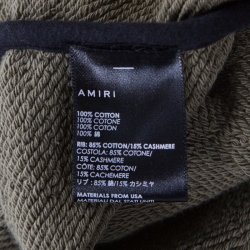 Amiri Green Camouflage Print Knit Distressed Shotgun Hoodie L