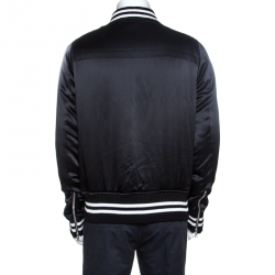 Pre Owned Amiri Black Silk Varsity Baseball Jacket L