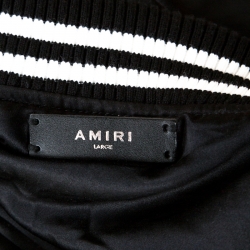 Pre Owned Amiri Black Silk Varsity Baseball Jacket L