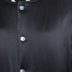 Pre Owned Amiri Black Silk Varsity Baseball Jacket L