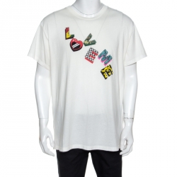 Pre Owned Amiri Off White Printed Cotton Love Me T-Shirt M