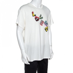 Pre Owned Amiri Off White Printed Cotton Love Me T-Shirt M