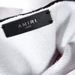 Pre Owned Amiri White Lovers Embroidered Cotton Hooded Sweatshirt L