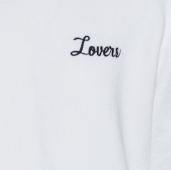 Pre Owned Amiri White Lovers Embroidered Cotton Hooded Sweatshirt L