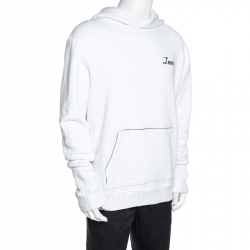 Pre Owned Amiri White Lovers Embroidered Cotton Hooded Sweatshirt L