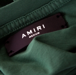 Pre Owned Amiri Green Distressed Cotton Vikings T-Shirt M