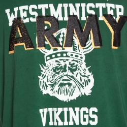 Pre Owned Amiri Green Distressed Cotton Vikings T-Shirt M