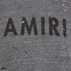 Amiri Grey Logo Print Distressed Cotton T-Shirt M