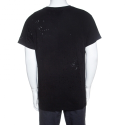 Pre Owned Amiri Black Distressed Cotton Shotgun T-Shirt M