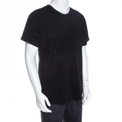 Pre Owned Amiri Black Distressed Cotton Shotgun T-Shirt M
