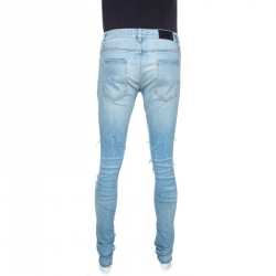 Amiri Blue Washed Denim Art Patch Distressed Jeans S
