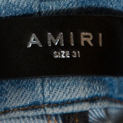 Amiri Blue Washed Denim Art Patch Distressed Jeans S