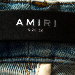 Pre Owned Amiri Dirty Blue Distressed Denim Skinny Jeans M